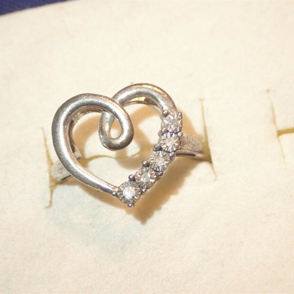 Estate Sterling Silver and Diamond Ring